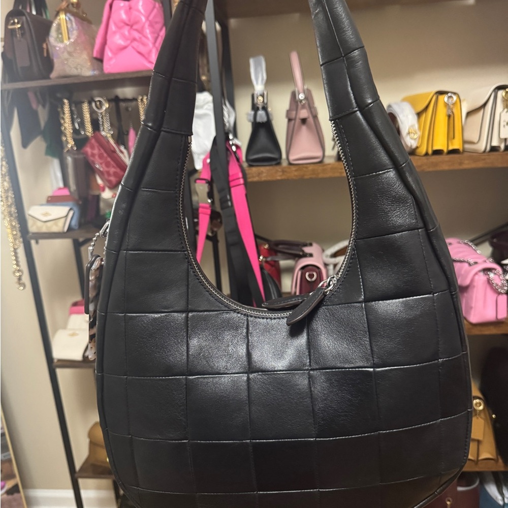 Coach Coachtopia Black Woven Leather Hobo Bag - Classic Women's Shoulder Bag - Picture 9 of 9